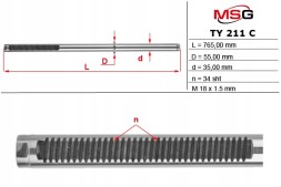 MSG TY211C Планка зубчаста рульової передачі Toyota Land Cruiser 100 98-07, LX470
