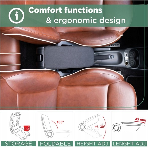 Rati V01812A Підлокітник Ford Custom Tourneo/Transit 2012-2023, Ford Transit 2013- ,T
