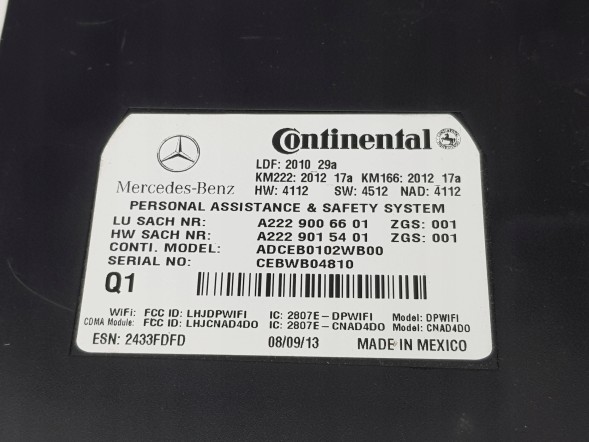 Mercedes-Benz OE Блок керування / Модуль SOS Mercedes w222 S-клас A2229006601