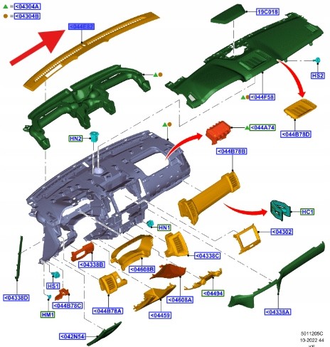 Ford OE EB3B-41046B62-BE3ZHE, EB3Z41044E82BB РЕШІТКА ПІД ЛОБОВЕ СКЛО ПАНЕЛІ RANGER 2015-19 OEM 2216614 _ EB3B-41046B62-BE3ZHE