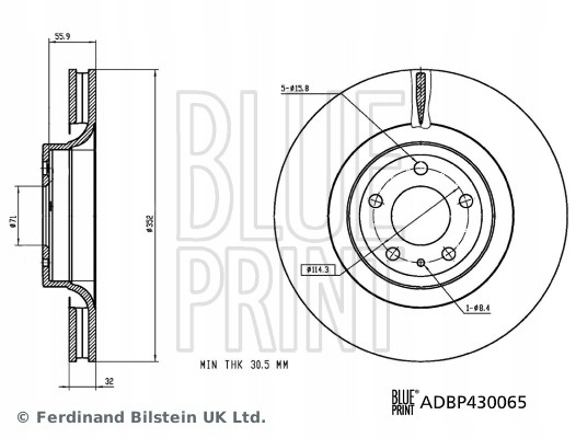 Blue Print ADBP430065 Blue print adbp430065 гальмівний диск (1шт)