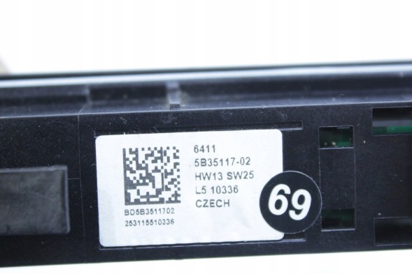 BMW OE 5B35117 61315B35117 #69 СЕНСОРНА ПАНЕЛЬ КЕРУВАННЯ ОБДУВОМ КРИШТАЛЬ AMBIENT BMW G60 G61 G90 G99 M5