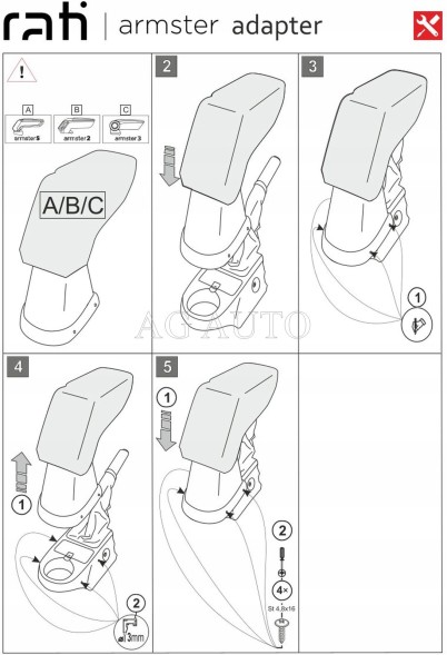 Rati V05272A Підлокітник 3, Opel Combo, 01-12; Opel Corsa C, 01-07, тканинний