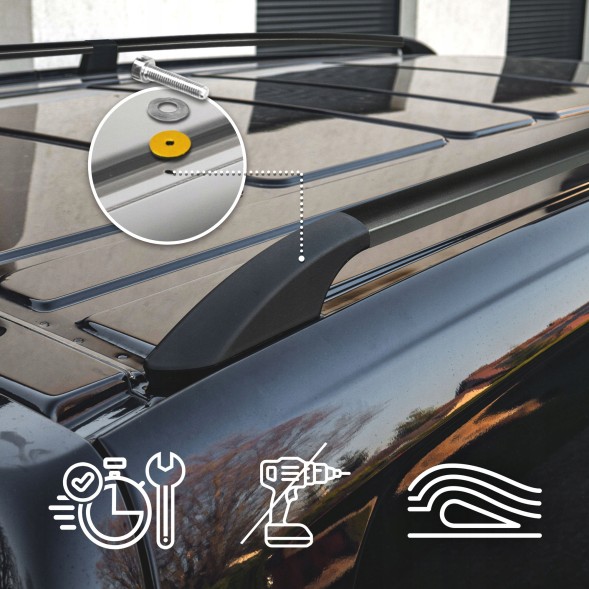 CHROMEMASTER OM-RR-D0037B-007 Поздовжні рейлінги багажника для VW CARAVELLE T6.1 2019-2023 SHORT | КОРОТКА база