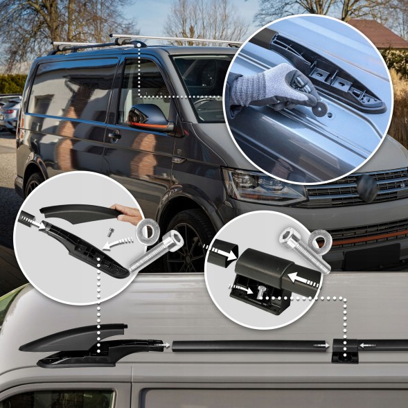 CHROMEMASTER OM-RR-D0037LB-007 Багажник на дах (рейлінги) для VW CARAVELLE T6.1 2019-2023 LONG | ДОВГИЙ