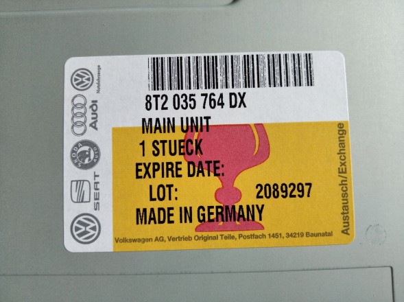 Volkswagen OE 8T2035764D MMI UNIT AUDI A4 A5 Q5 ВЕРСІЯ ВЕЛИКОБРИТАНІЇ