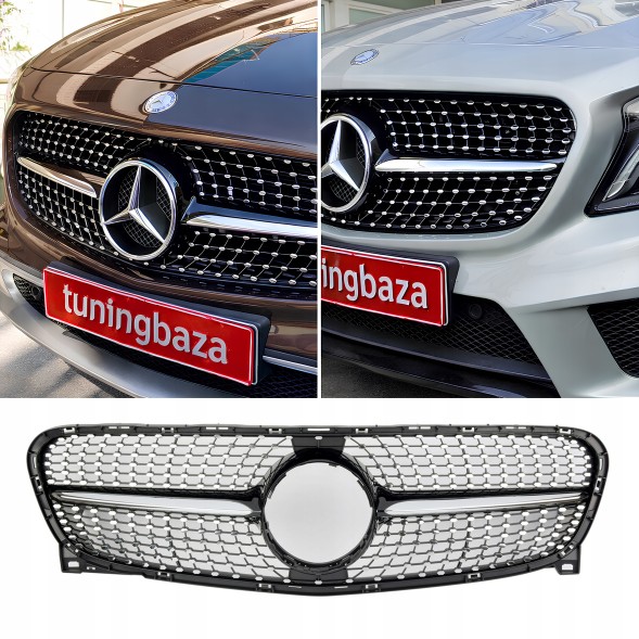 Китай GR025056 Атрапа гриль DIAMOND Mercedes GLA X156 ЧОРНИЙ ГЛЯНЕЦЬ 13–16 (PRE-LIFT)