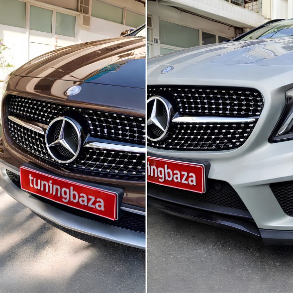 Китай GR025056 Атрапа гриль DIAMOND Mercedes GLA X156 ЧОРНИЙ ГЛЯНЕЦЬ 13–16 (PRE-LIFT)
