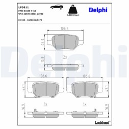 LP3611 DELPHI Комплект гальмівних колодок з 4 шт дисків