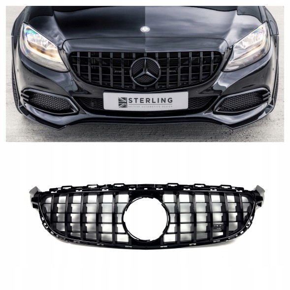 Китай 16121 Муляж передньої решітки Mercedes W205 C63 Prefacelift GT Style Black Gloss
