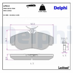 LP913 DELPHI Комплект гальмівних колодок з 4 шт дисків