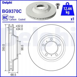 Delphi BG9370C Вентильований гальмівний диск передній bg9370c delphi