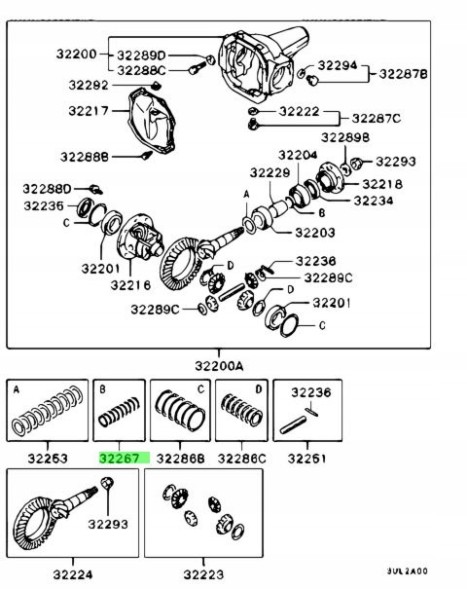 Mitsubishi OE MB185360 Комплект омивачів заднього диференціала OEM Mitsubishi Lancer EVO 4 5 6 7 8 9 10