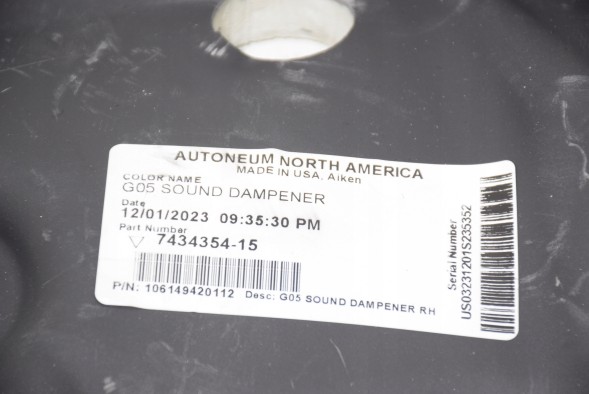 BMW OE 7468506 7438276 7434354 BMW BMW X5 G05 F95 Права задня Звукоізоляція Шумоізоляція Ізоляція Крила Багажника
