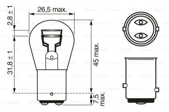 1987302202 BOSCH Автолампа 12V 21 5W P21 5W PURE LIGHT