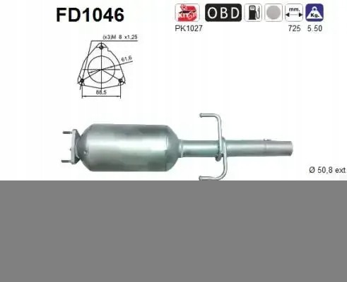 AS FD1046 Сажовий фільтр fap dpf fd1046 as fiat ford