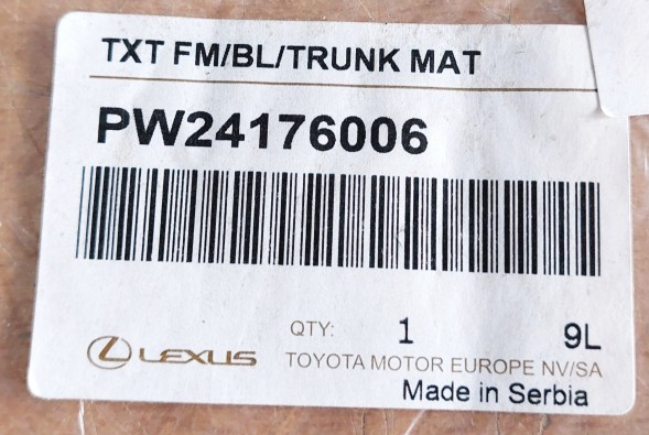 TOYOTA OE КИЛИМОК БАГАЖНИКА ВЕЛЮРОВИЙ ПРЕМІУМ ЧОРНИЙ PW24176006 LEXUS UX