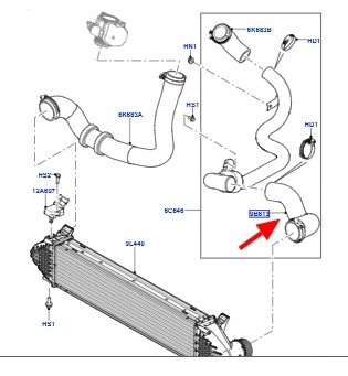 Land Rover OE LR063944 EJ326C715AB, EJ32-6C715-AB EJ326C715A, EJ32-6C715-A Шнур води для інтеркулера RANGE ROVER 2.2 CRDI LR063944