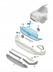 Volkswagen OE 2GM853651TDPJ Решітка радіатора чорний/глянсовий хром ASO VW