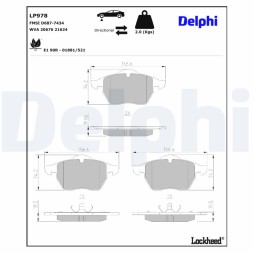LP978 DELPHI Комплект гальмівних колодок з 4 шт дисків