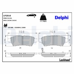 LP2016 DELPHI Комплект гальмівних колодок з 4 шт дисків