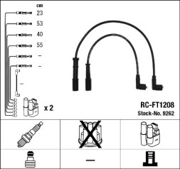 9262 NGK 9262 Комплект ізольованих проводів для свічок запалення RC FT1208
