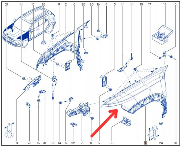 Dacia OE Крило переднє ліве Dacia Duster 3 III 2024- 631011876R Фарбоване TEKQG