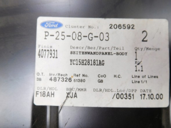 Ford OE Пластина кузовна ліва Ford Transit 2000-2006 OE 4077931