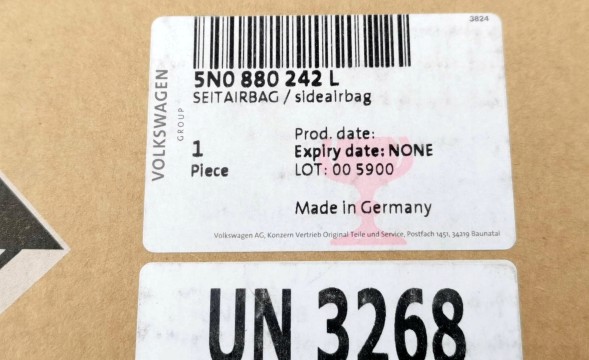 Volkswagen OE 5N0880242L, DWP526920OE ПОДУШКА БЕЗПЕКИ ПРАВА AIRBAG VW TIGUAN II 5NA 5N0880242L НОВА ОРИГІНАЛ