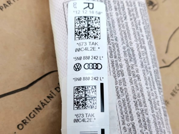 Volkswagen OE 5N0880242L, DWP526920OE ПОДУШКА БЕЗПЕКИ ПРАВА AIRBAG VW TIGUAN II 5NA 5N0880242L НОВА ОРИГІНАЛ