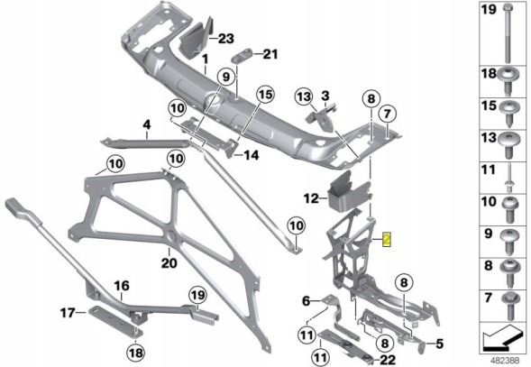 BMW OE 51647320386 Кронштейн фари правого окуляра BMW 3 GT F34