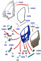 Ford OE 2587200 Ford Custom MK1 обмежувач передніх дверей L=P