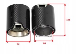 BM KOŃCÓWKI CARBON 60MM 92MM 105MM SREBRNE НАКОНЕЧНИК ВИХЛОПУ 60-63ММ 92ММ 105ММ КАРБОН СРІБНИЙ BMW М