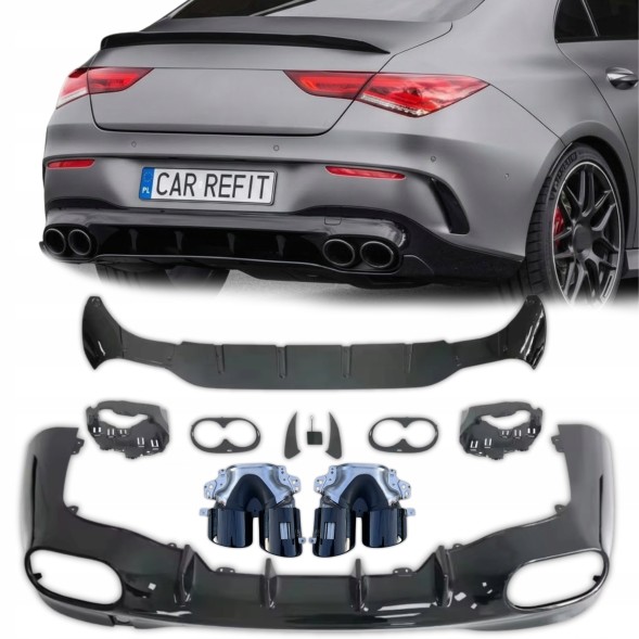 Китай Dyfuzor Tylnego Zderzaka W118 X118 C118 Дифузор Mercedes CLA W118 C118 X118 CLA A45 AMG Накладка Бампера Чорний