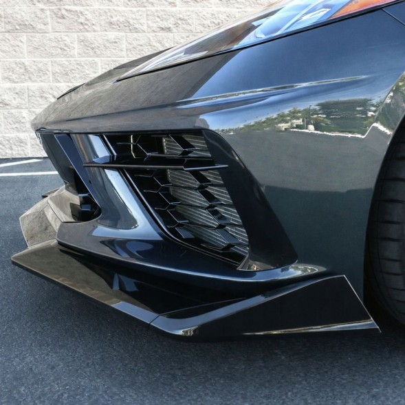 Китай 000-CORV20-CSV3R Спойлер-накладка на бампер V3R, чорний глянець, CHEVROLET CORVETTE 2020-2024 C8