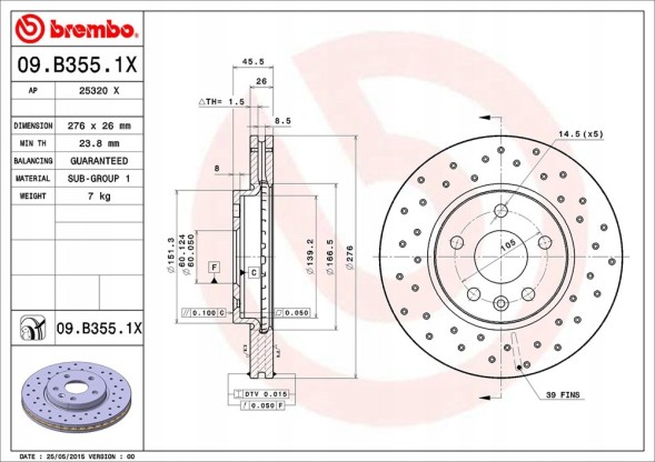 Brembo ICNT/09.B355.1X/ZAPS Гальмівні диски brembo 09.B355.1x