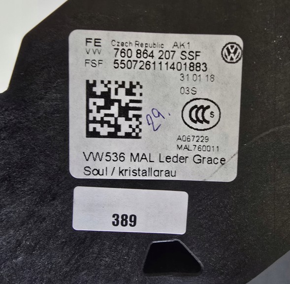 Volkswagen OE 760864207 SSF Vw Touareg I 05r підлокітник