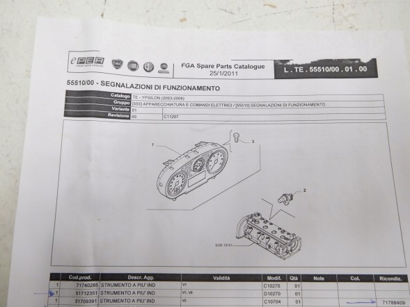 Fiat OE 51712351 Lancia Набір індикаторів LANCIA YPSYLON 51712351