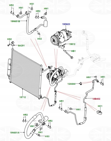 Land Rover OE Шланг кондиціонера Discovery 5 Range Rover 4 Sport 2 LR135856