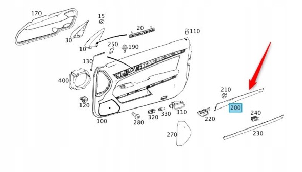 Mercedes-Benz OE A20772021222A02 Обшивка передніх лівих дверей