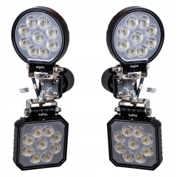 Mizar 66321 4x Робоча фара LED 12V 24V 36 світлодіодів 3600 лм квадратна кругла + кріплення Комплект