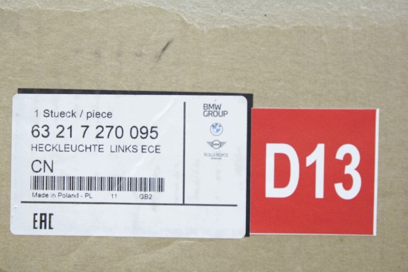 BMW OE 7270095 63217270095 #D13 ЗАДНІЙ ЛІХТАР ЛІВИЙ В КРИЛО ECE ЄВРОПА BMW F20 F21 7270095