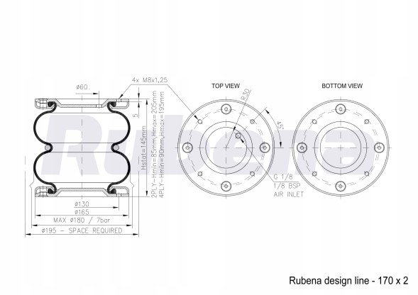 MTT System 0011_K_1M_RED Пневматична подушка MTT System Iveco Daily 60-75C 2000-2024 170/2 4PL
