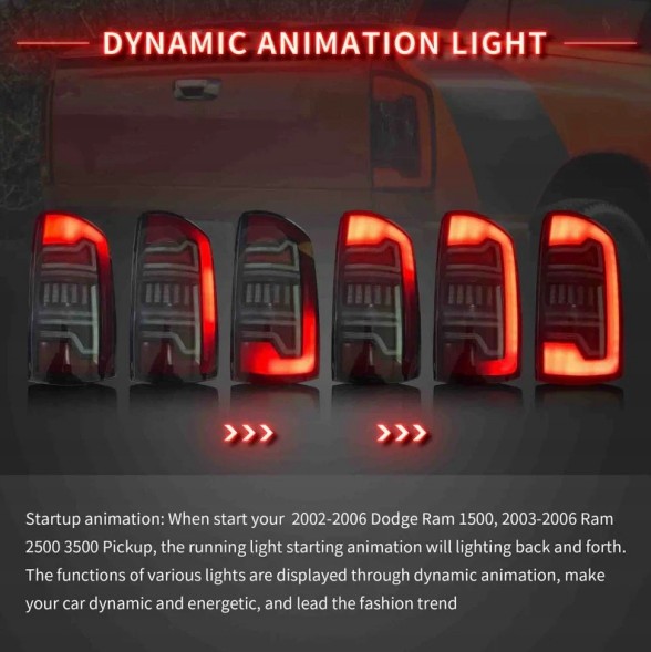 VLAND YHB-DG-8091A 07-08 DYMIONE DODGE RAM 2007-2008 ЗАДНІ ЛІХТАРІ КОМПЛЕКТ LED ЄВРОПА ЖОВТИЙ ПОВОРОТНИК ДИМЧАСТІ