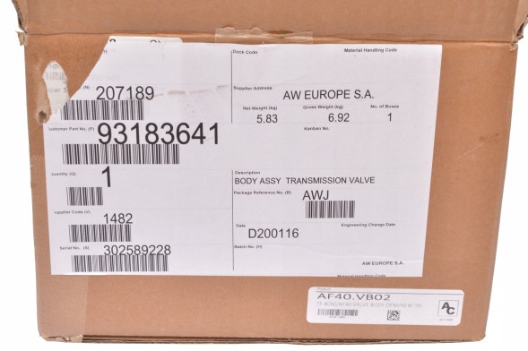 Aisin 93183641 Гідравлічний блок керування Aisin для автоматичної коробки передач
