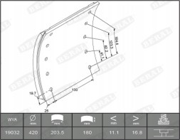 AD BRAKE VIC-120303 Комплект гальмівних колодок для RVI G, MAGNUM; SAF KRS, RBM, RLBM,