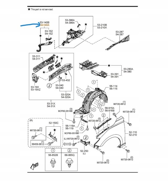 Mazda OE B45A-54-140 передня обшивка