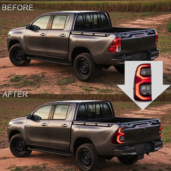 CHINA YAB-VG-2052 Задні ліхтарі vland led тюнінг червоні комплект для toyota hilux 8 viii n120 2015-2020