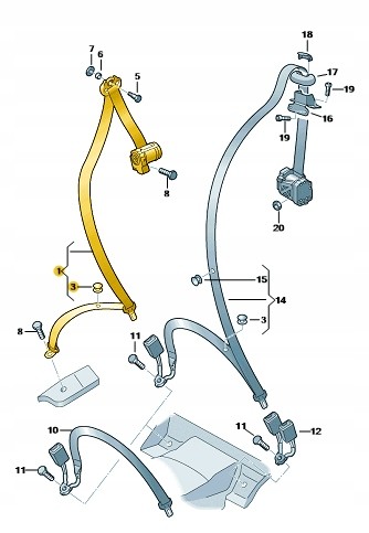 Volkswagen OE РЕМІНЬ БЕЗПЕКИ, ЛІВИЙ, ЗАДНІЙ, 6Q0857805HCP, VW POLO 2002р.