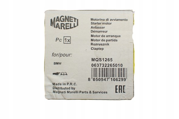 Magneti Marelli Rozrusznik BMW E46 E39 2.0D 150KM 136KM MAGNETI MARELLI 063732265010 MQS1265 Стартер BMW E46 E39 2.0D 150к.с. 136к.с. MAGNETI MARELLI 063732265010 MQS126